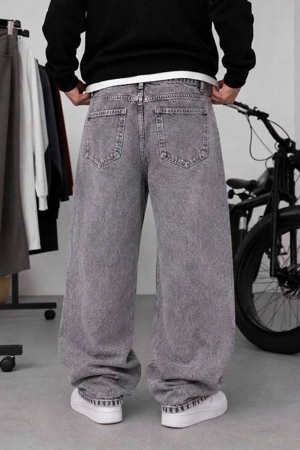 Παντελόνι Denim Urban Relax Baggy Studio – Ξεβαμμένο Ανθρακί