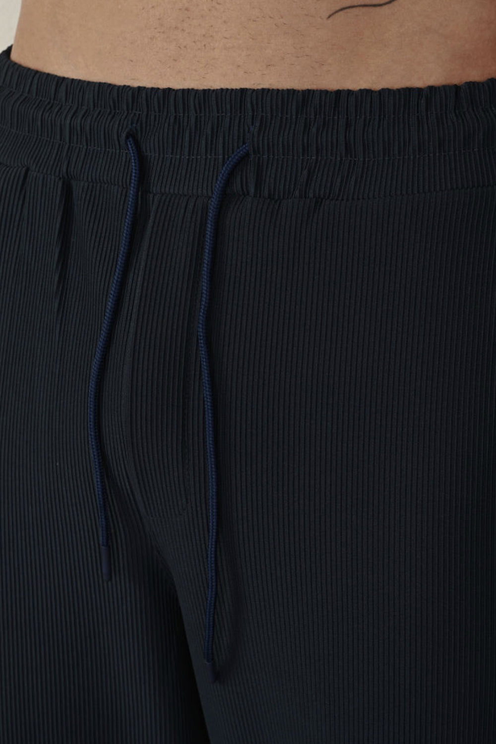 Ανάγλυφο Παντελόνι Jogger με Ελαστική Μέση – Πετρολ
