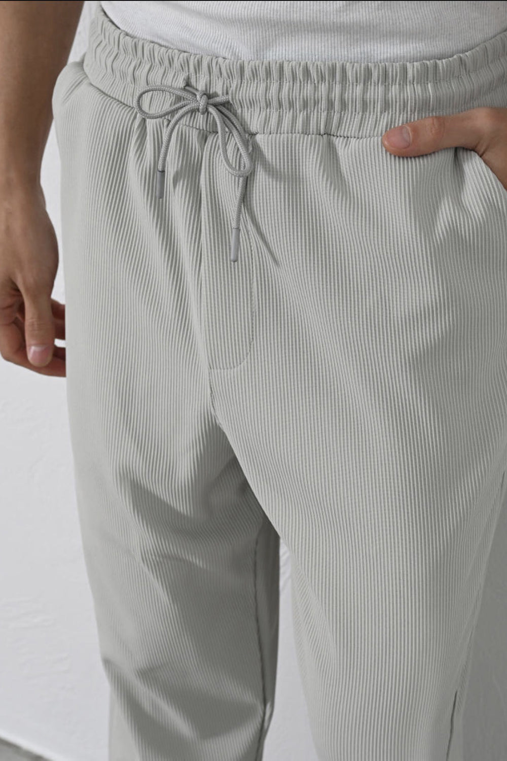 Ανάγλυφο Παντελόνι Jogger με Ελαστική Μέση – Γκρι