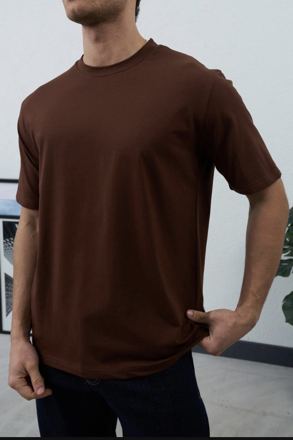 Βαμβακερό Μπλουζάκι Heavy Cotton Relaxed – Καφέ