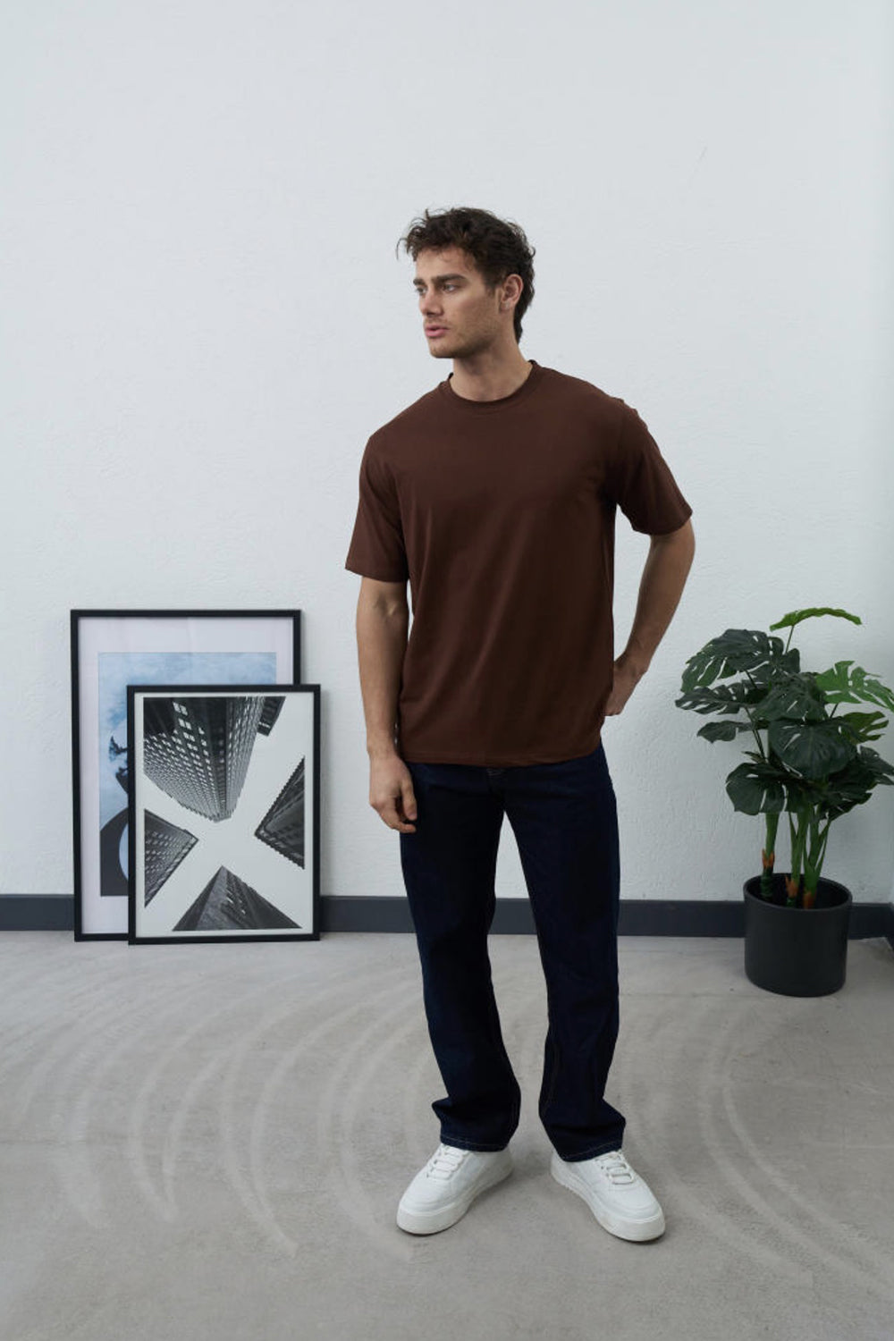 Βαμβακερό Μπλουζάκι Heavy Cotton Relaxed – Καφέ