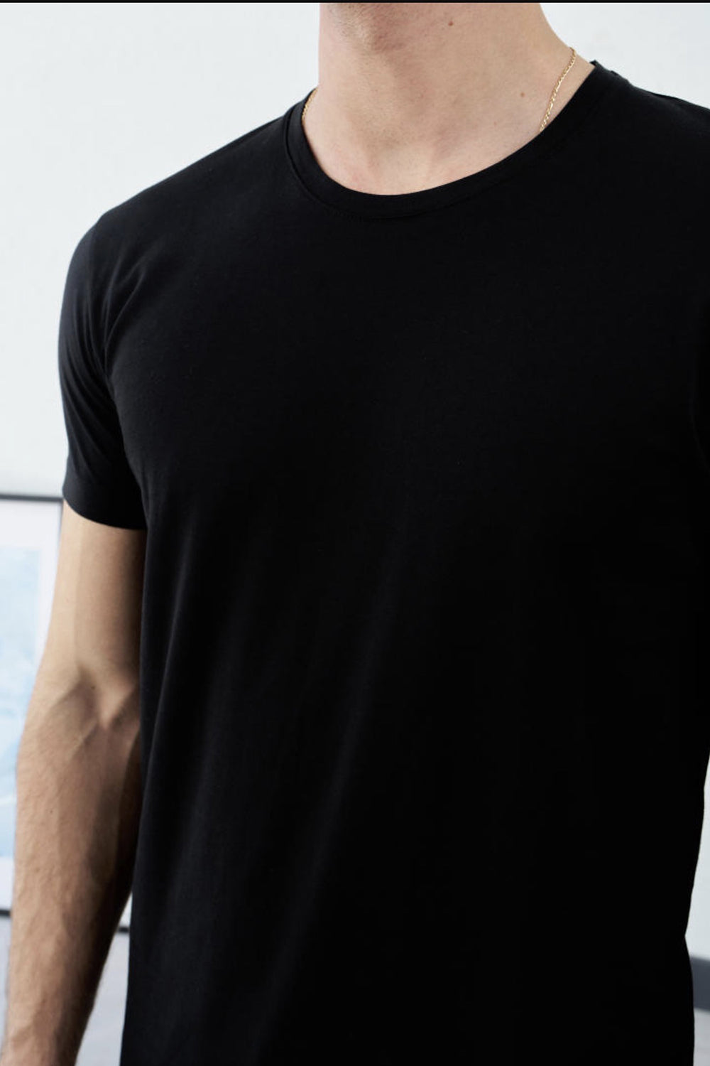 Βαμβακερό Μπλουζάκι Basic Crewneck – Μαύρο