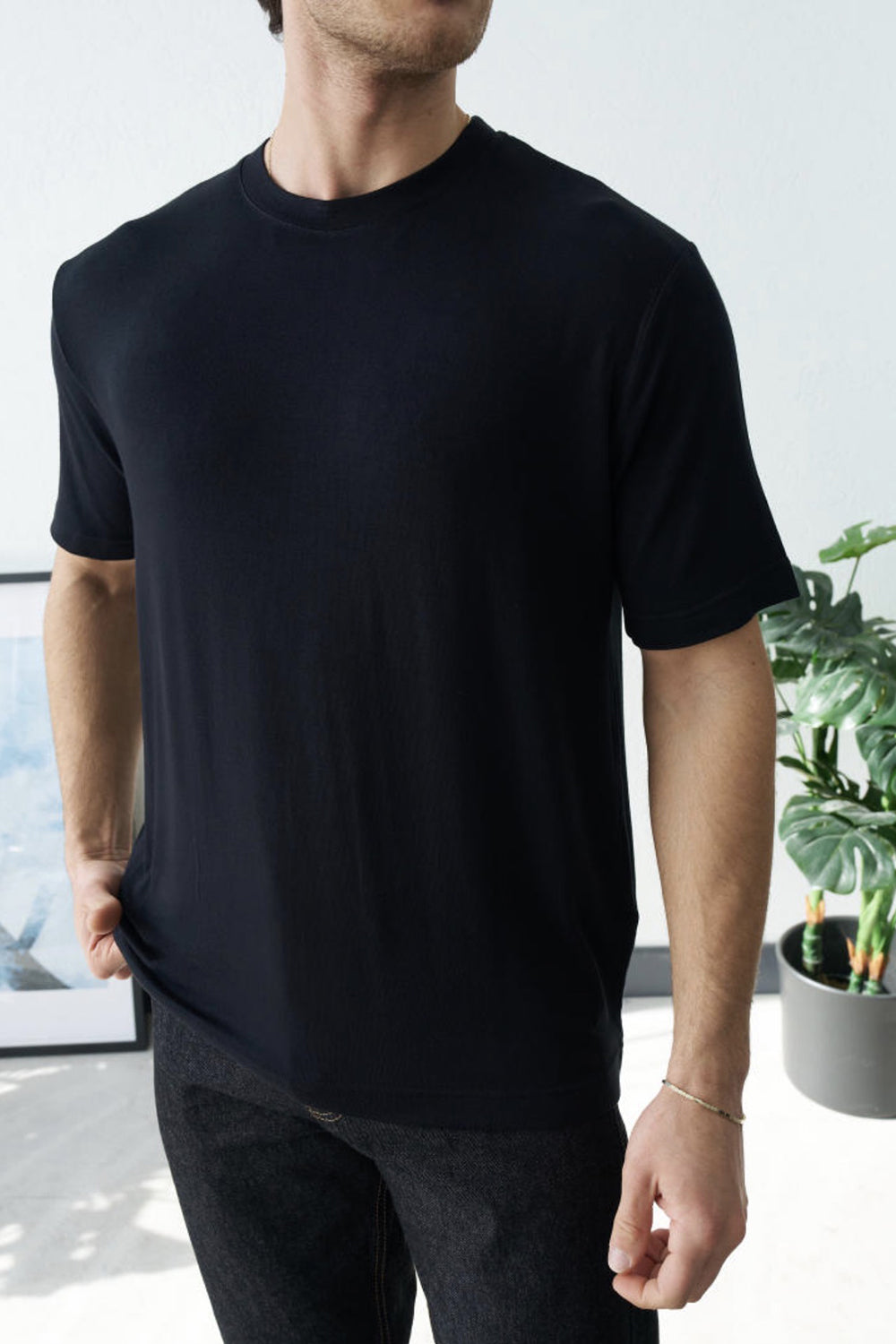 Βαμβακερό Μπλουζάκι T-Shirt με Λεπτομέρεια στην Πλάτη – Μαύρο