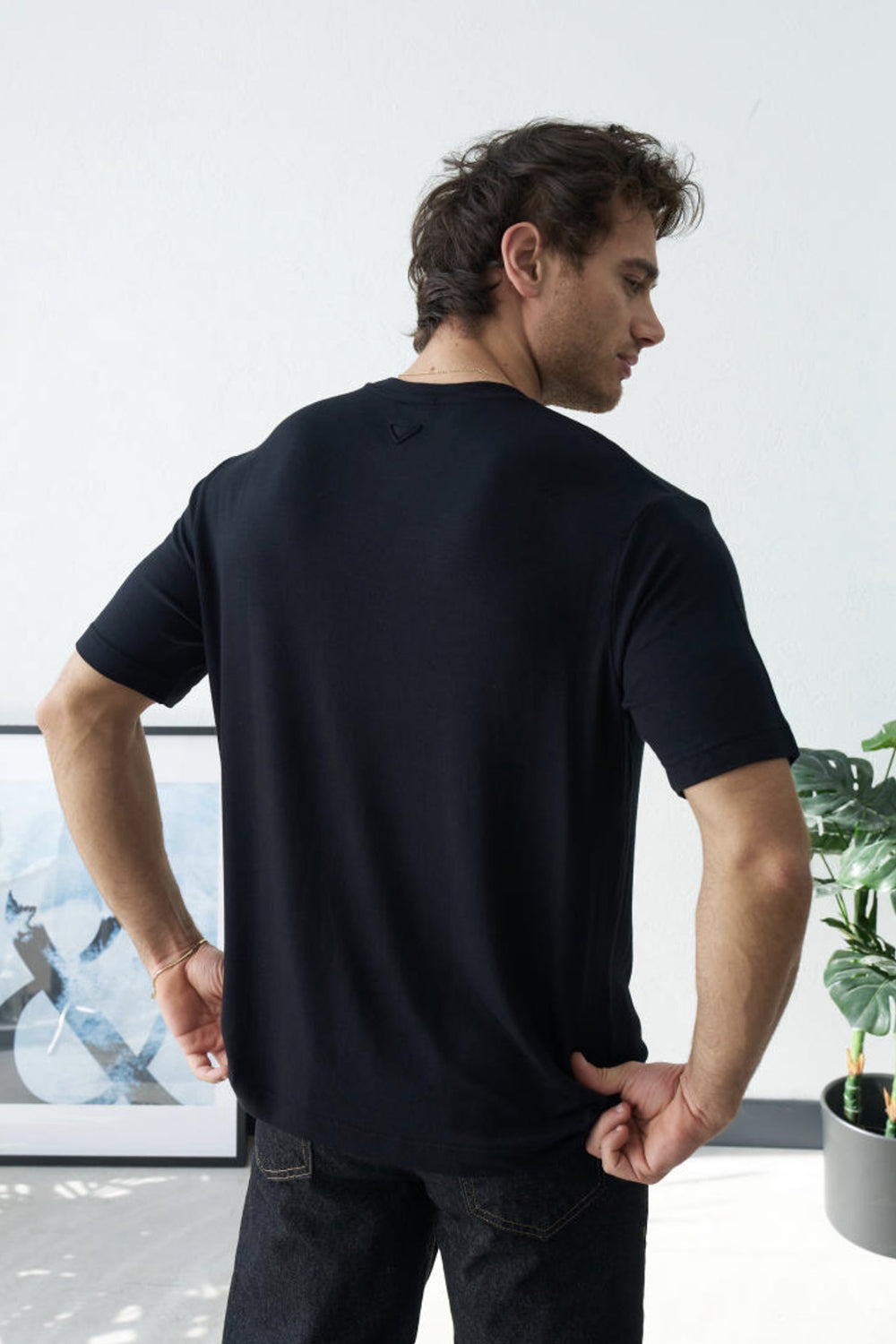 Βαμβακερό Μπλουζάκι T-Shirt με Λεπτομέρεια στην Πλάτη – Μαύρο