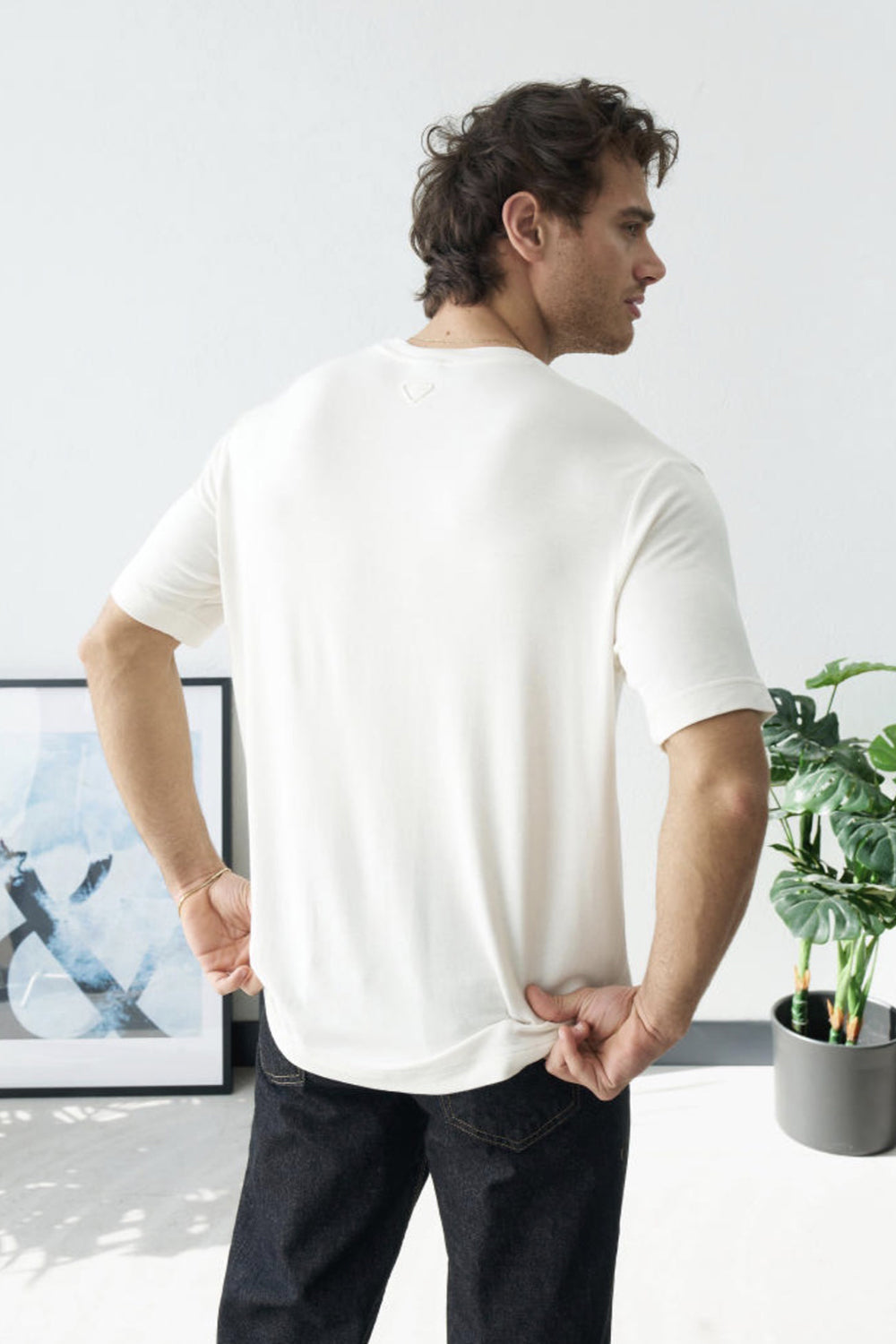 Βαμβακερό Μπλουζάκι T-Shirt με Λεπτομέρεια στην Πλάτη – Εκρού