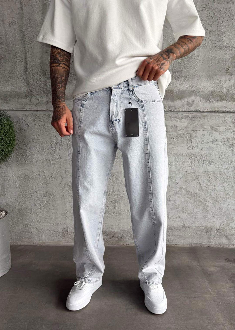 Washed Baggy Jean με Τονισμένη Μπροστινή Ραφή - Του Πάγου – 6