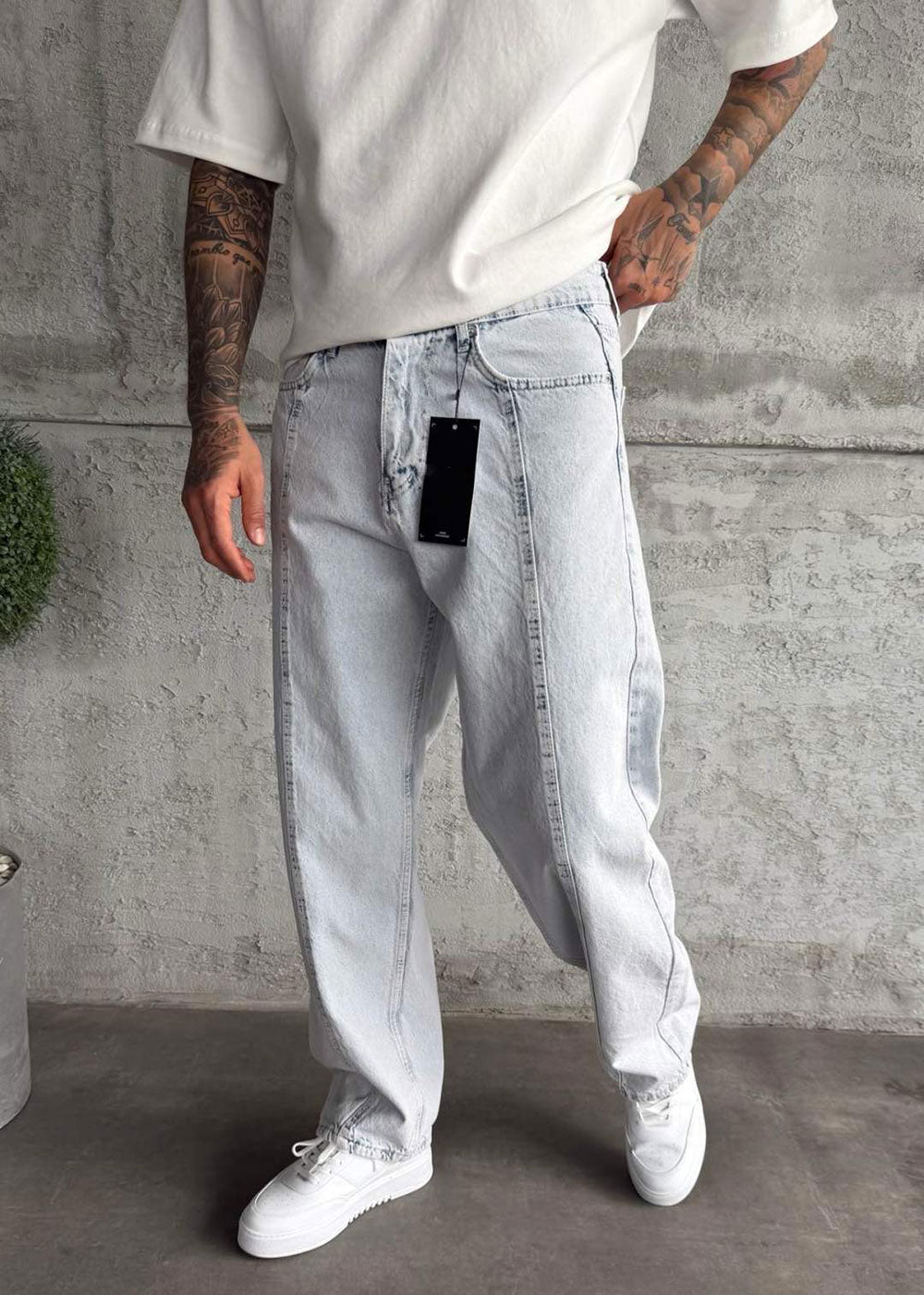 Washed Baggy Jean με Τονισμένη Μπροστινή Ραφή - Του Πάγου – 3