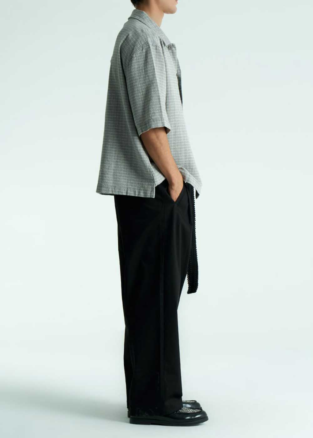 Oversized Πουκάμισο Waffle-Knit – Γκρι – 3