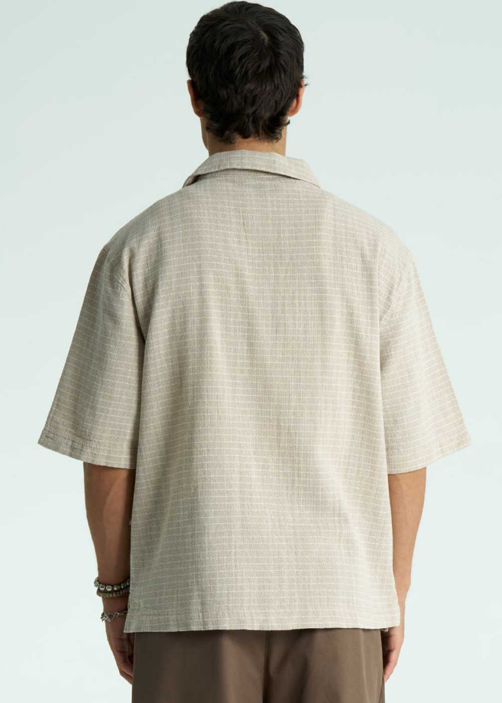 Oversized Πουκάμισο Waffle-Knit – Εκρού – 2