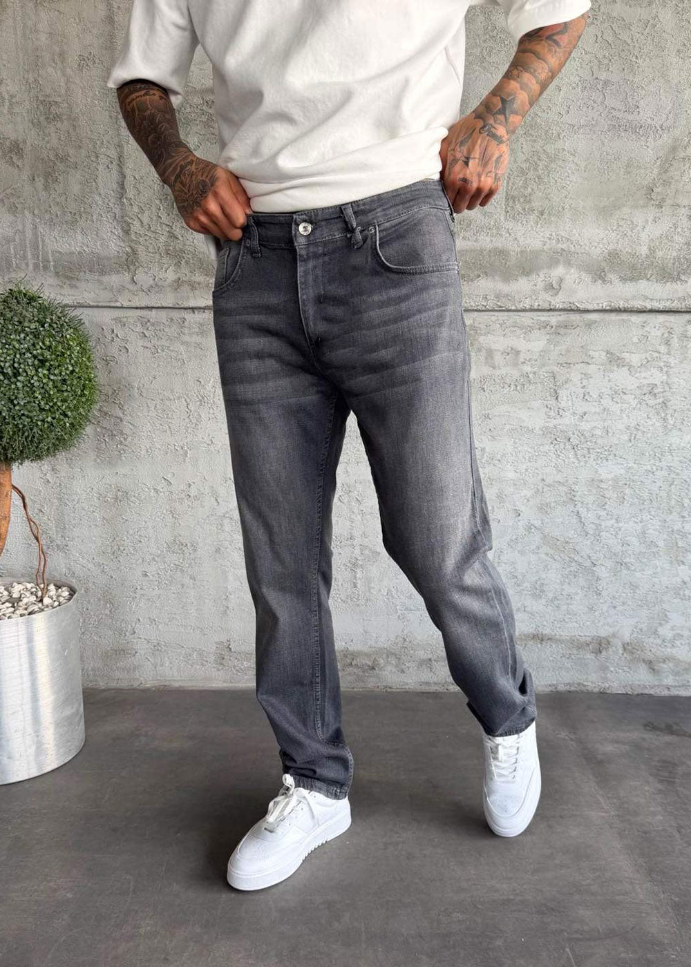 Regular Fit Τζιν  Με Ελαστικότητα - Vintage Γκρι – 5