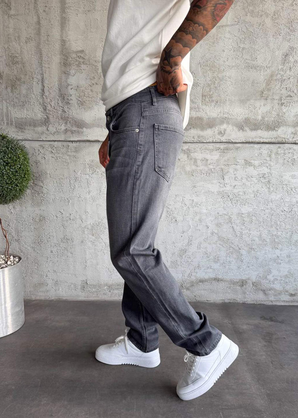 Regular Fit Τζιν  Με Ελαστικότητα - Vintage Γκρι – 3