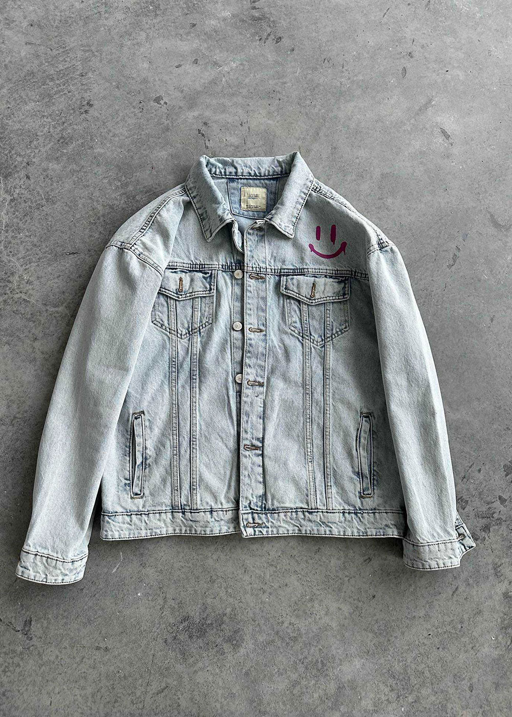 Denim Jacket Acid-Wash Smiley-Drip – Light Blue – 2