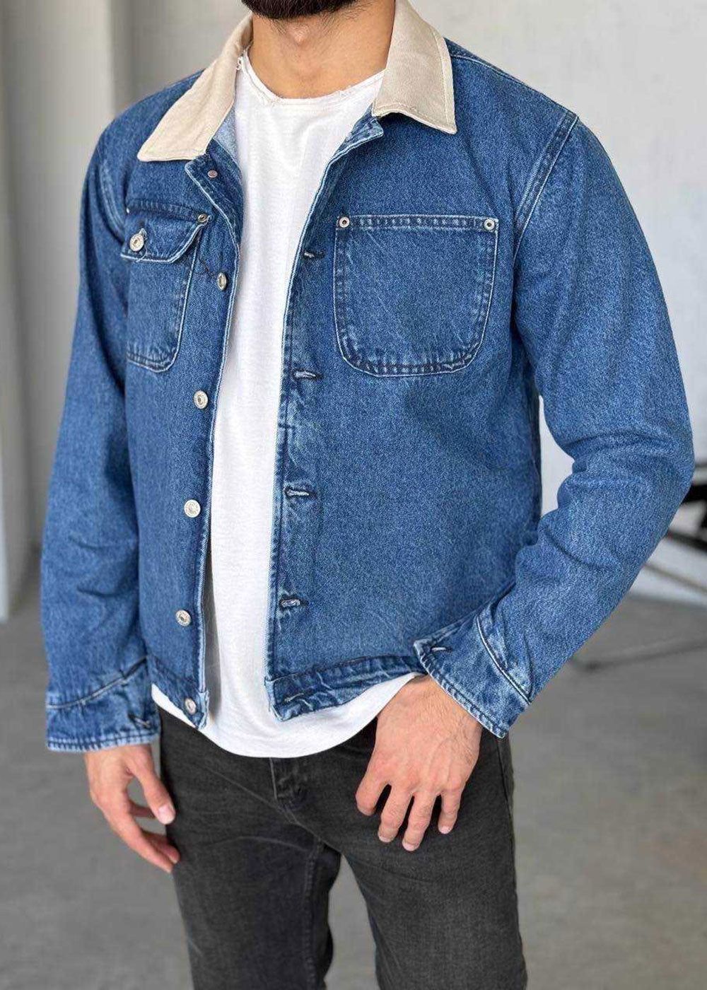 Τζιν Τζάκετ Denim Studio Contrast Collar – Μπλε
