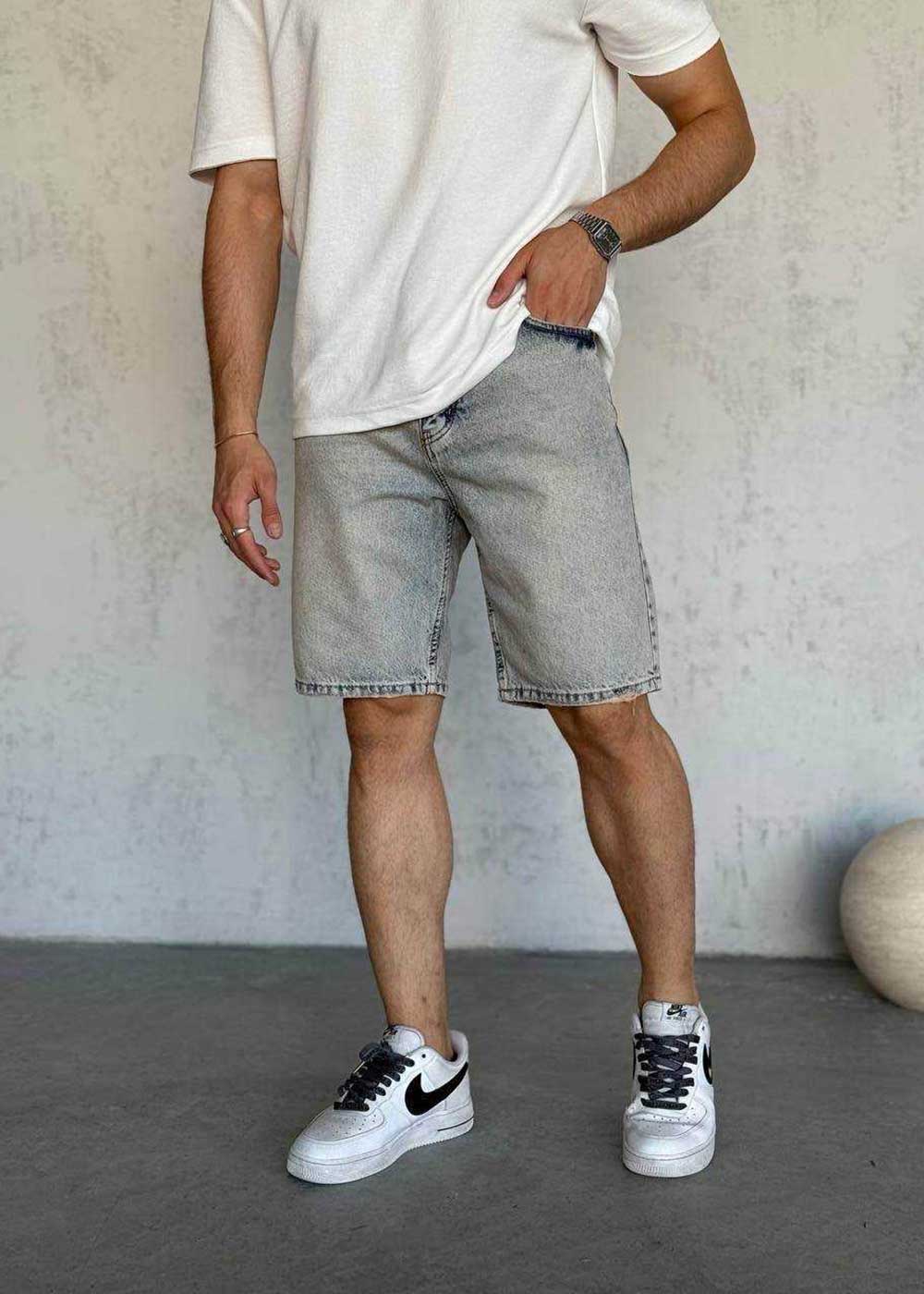 Denim Βερμούδα Relax Πεπαλαιωμένο