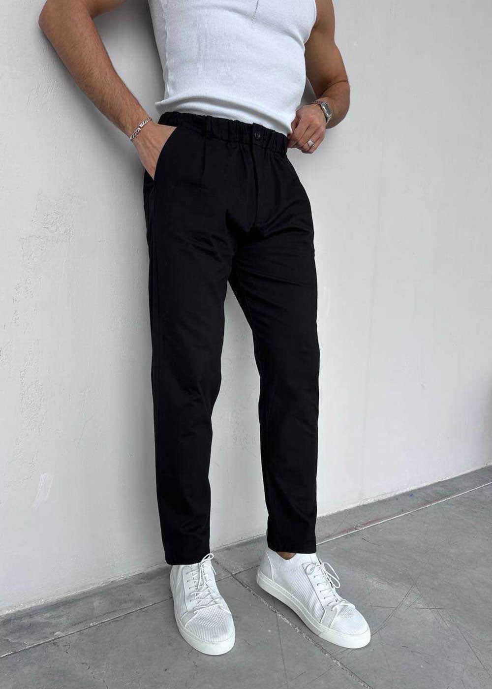 Παντελόνι Chino Regular -Pleated Studio – Μαύρο – 3