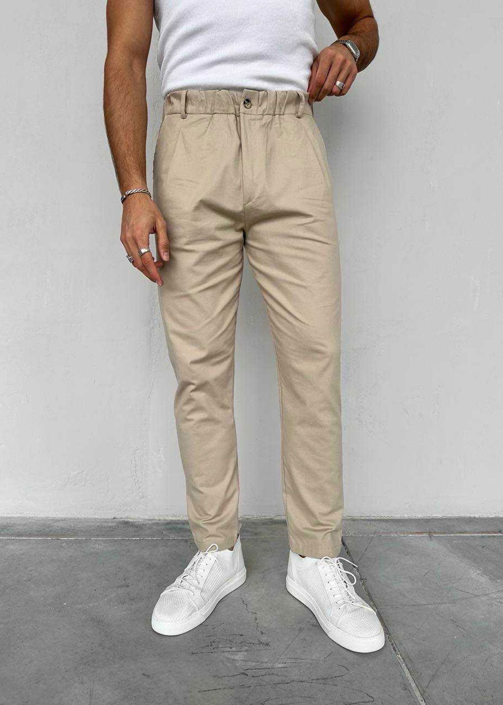 Παντελόνι Chino Regular -Pleated Studio – Μπεζ