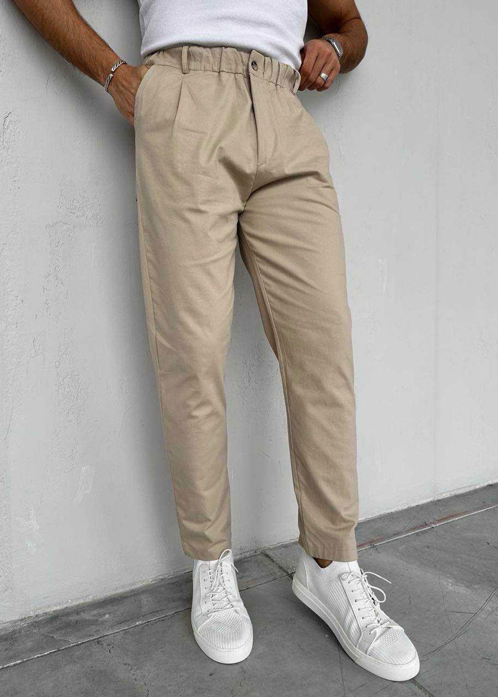 Παντελόνι Chino Regular -Pleated Studio – Μπεζ – 3