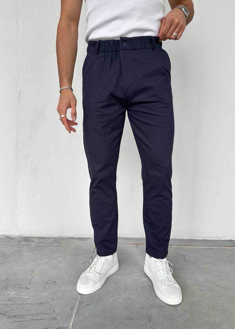 Παντελόνι Chino Regular -Pleated Studio – Μπλε – 4