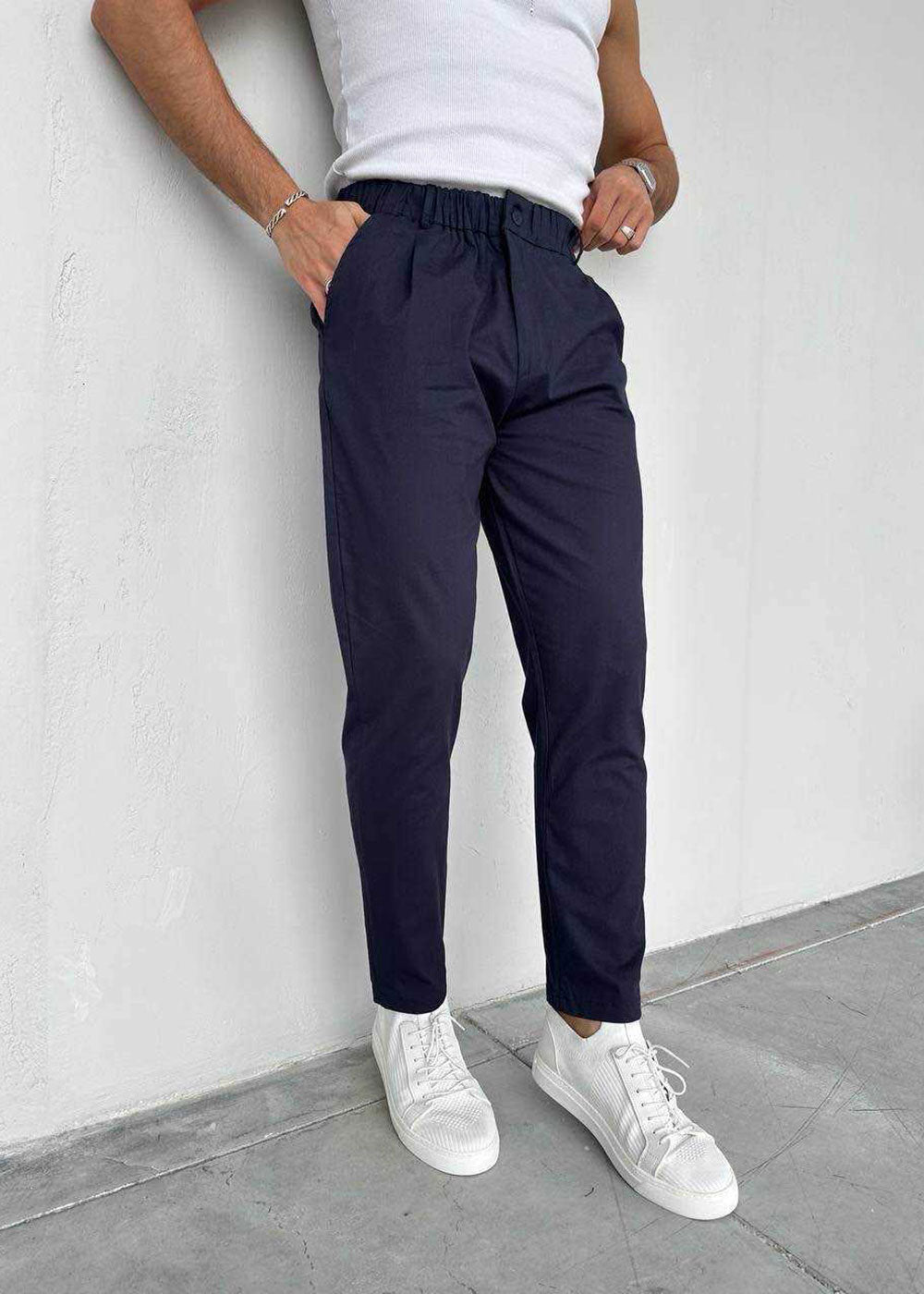 Παντελόνι Chino Regular -Pleated Studio – Μπλε – 3