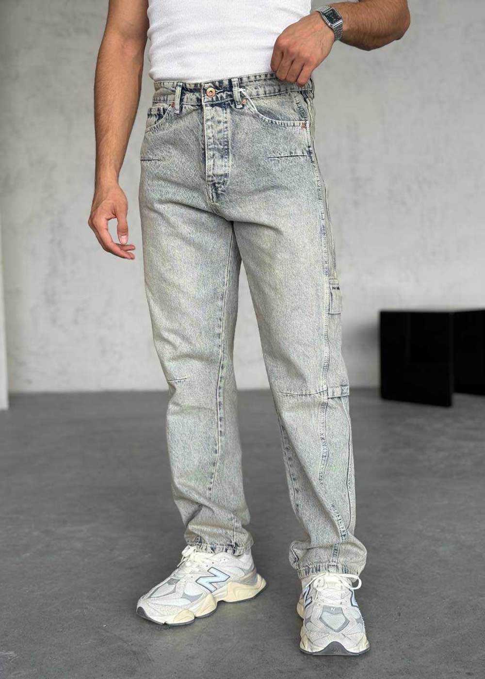 Παντελόνι Denim Cargo Acid-Wash Studio – Επεξεργασμένο Γαλάζιο – 2