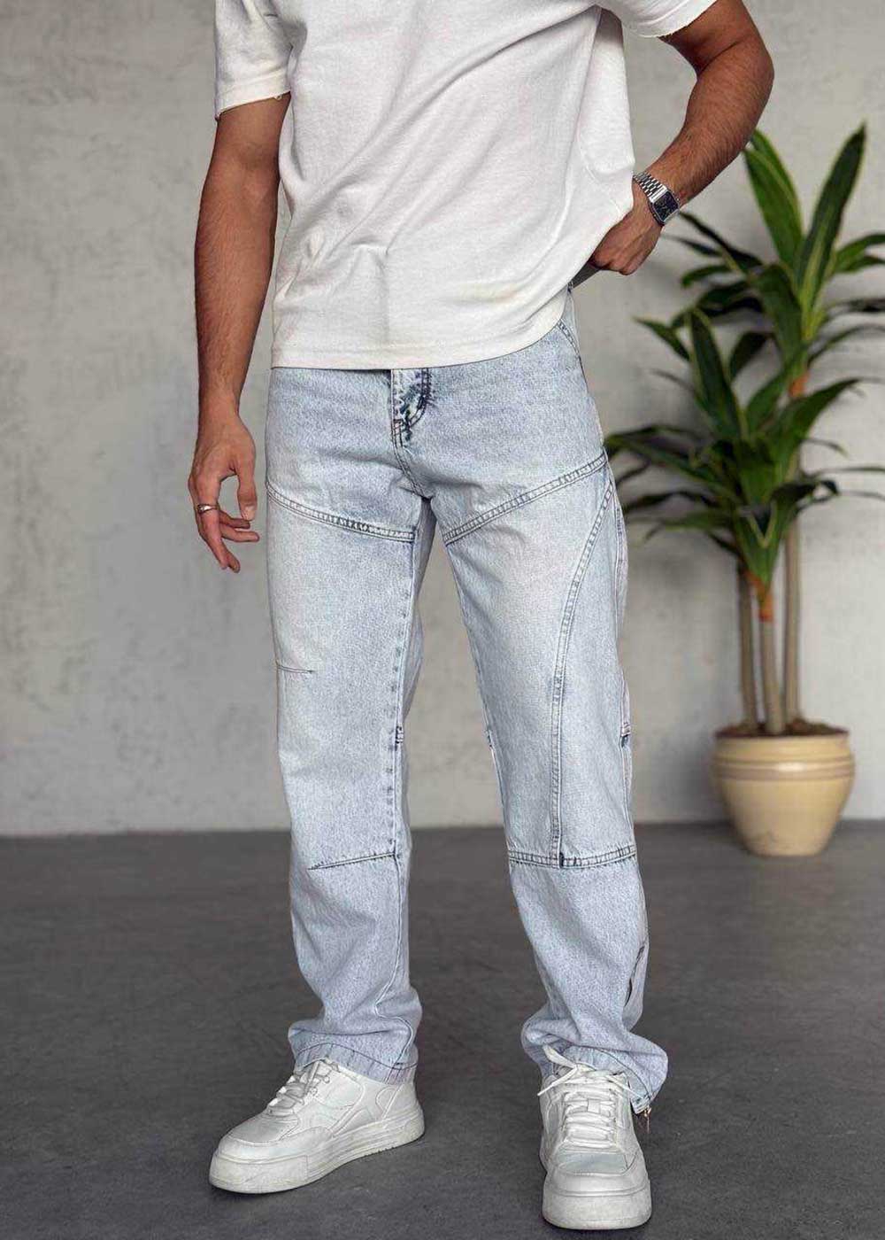 Παντελόνι Denim Baggy Regular Paneled Studio – Light Blue – 3