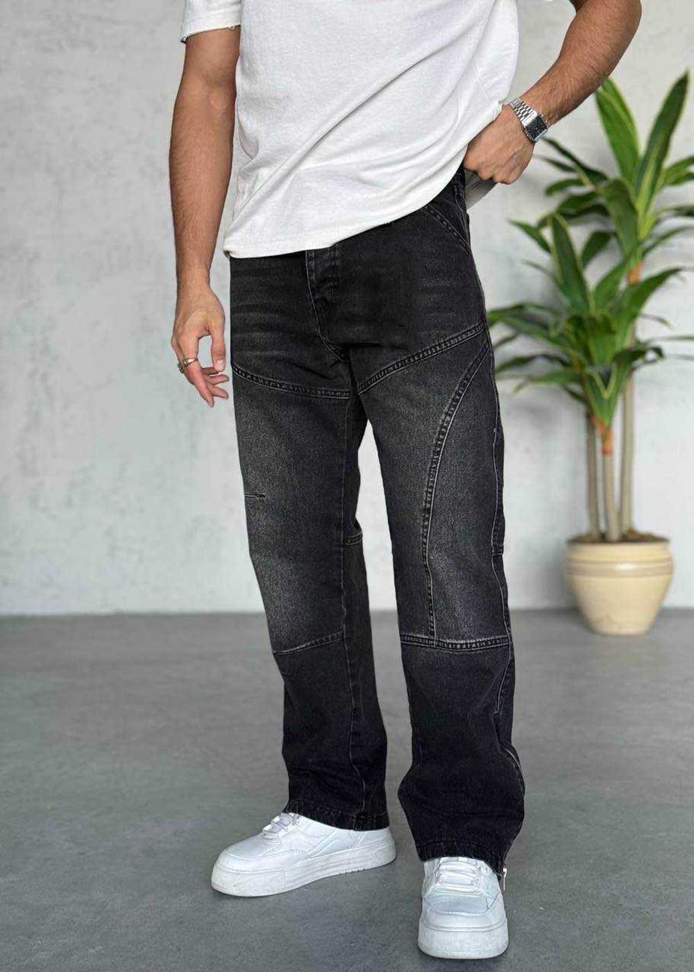 Παντελόνι Denim Baggy Regular Paneled Studio – Μαύρο
