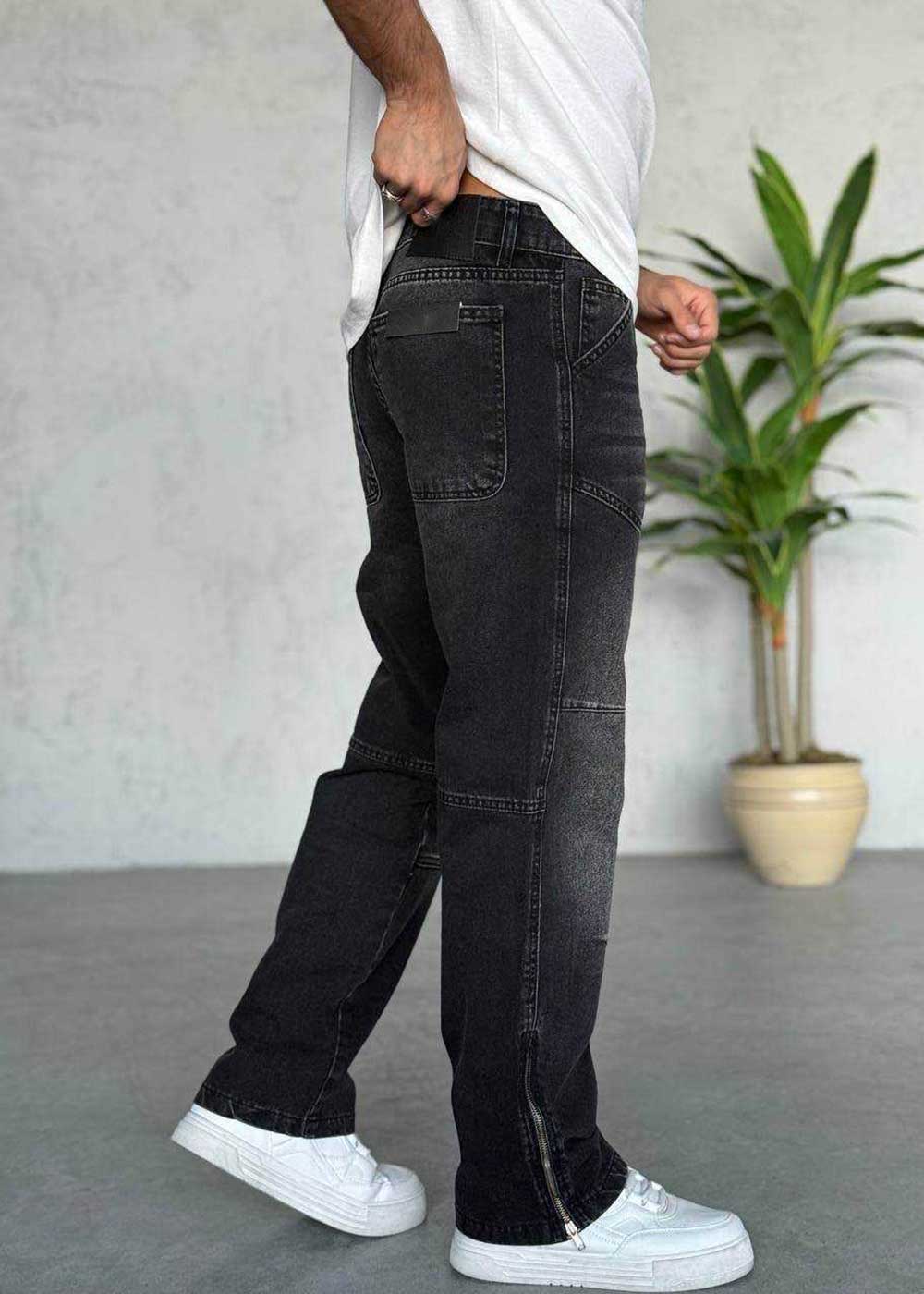 Παντελόνι Denim Baggy Regular Paneled Studio – Μαύρο – 2