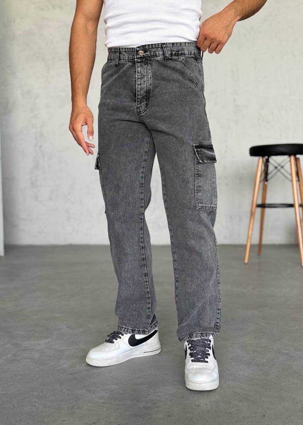 Baggy Jean Παντελόνι Cargo  – Ανθρακί