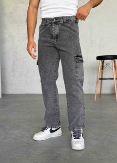 Baggy Jean Παντελόνι Cargo  – Ανθρακί