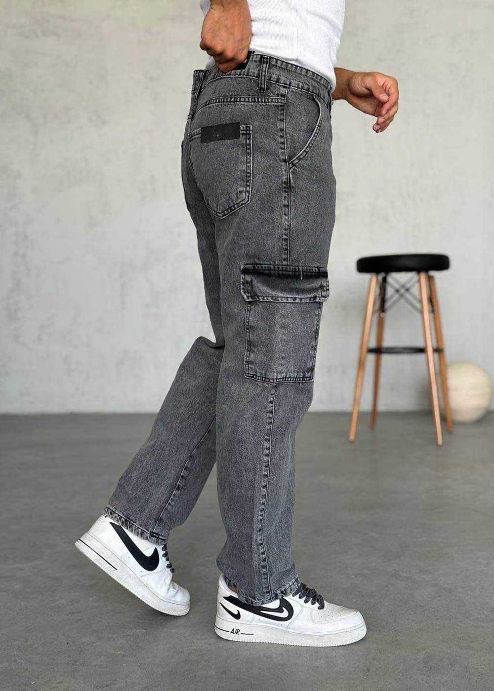 Baggy Jean Παντελόνι Cargo  – Ανθρακί