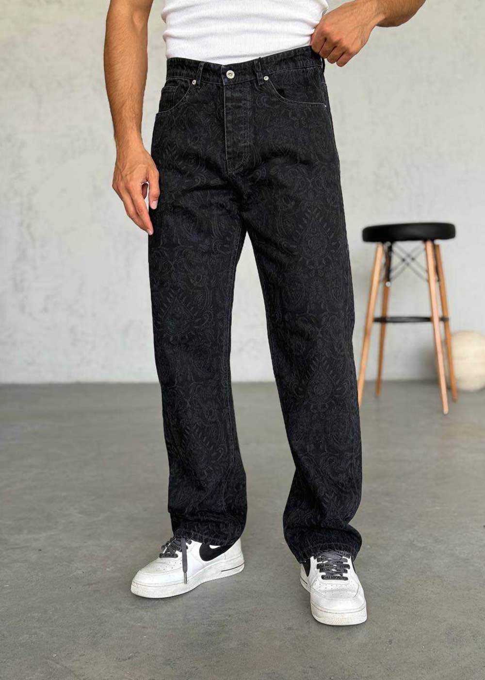 Παντελόνι Denim Paisley Jacquard Studio – Μαύρο