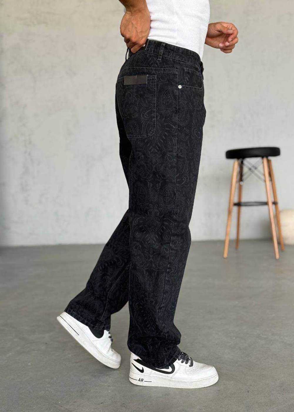 Παντελόνι Denim Paisley Jacquard Studio – Μαύρο – 2