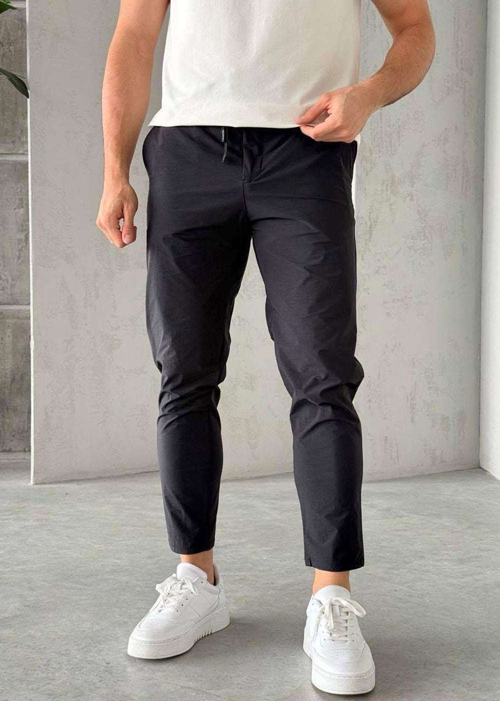 Παντελόνι Chino Drawstring Relaxed-Fit – Μαύρο