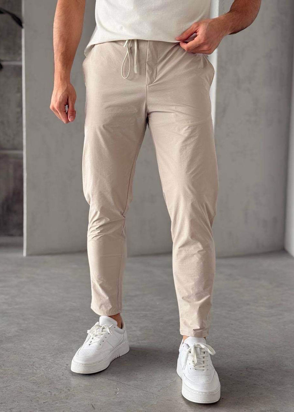 Παντελόνι Chino Drawstring Relaxed-Fit – Μπεζ Ανοιχτό – 4