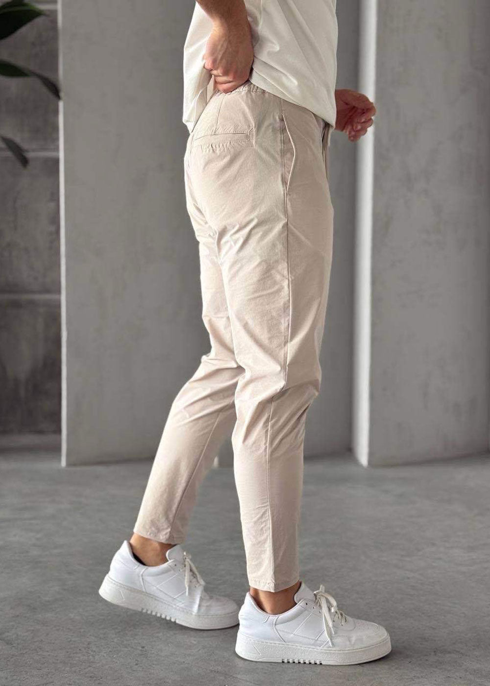 Παντελόνι Chino Drawstring Relaxed-Fit – Μπεζ Ανοιχτό – 3