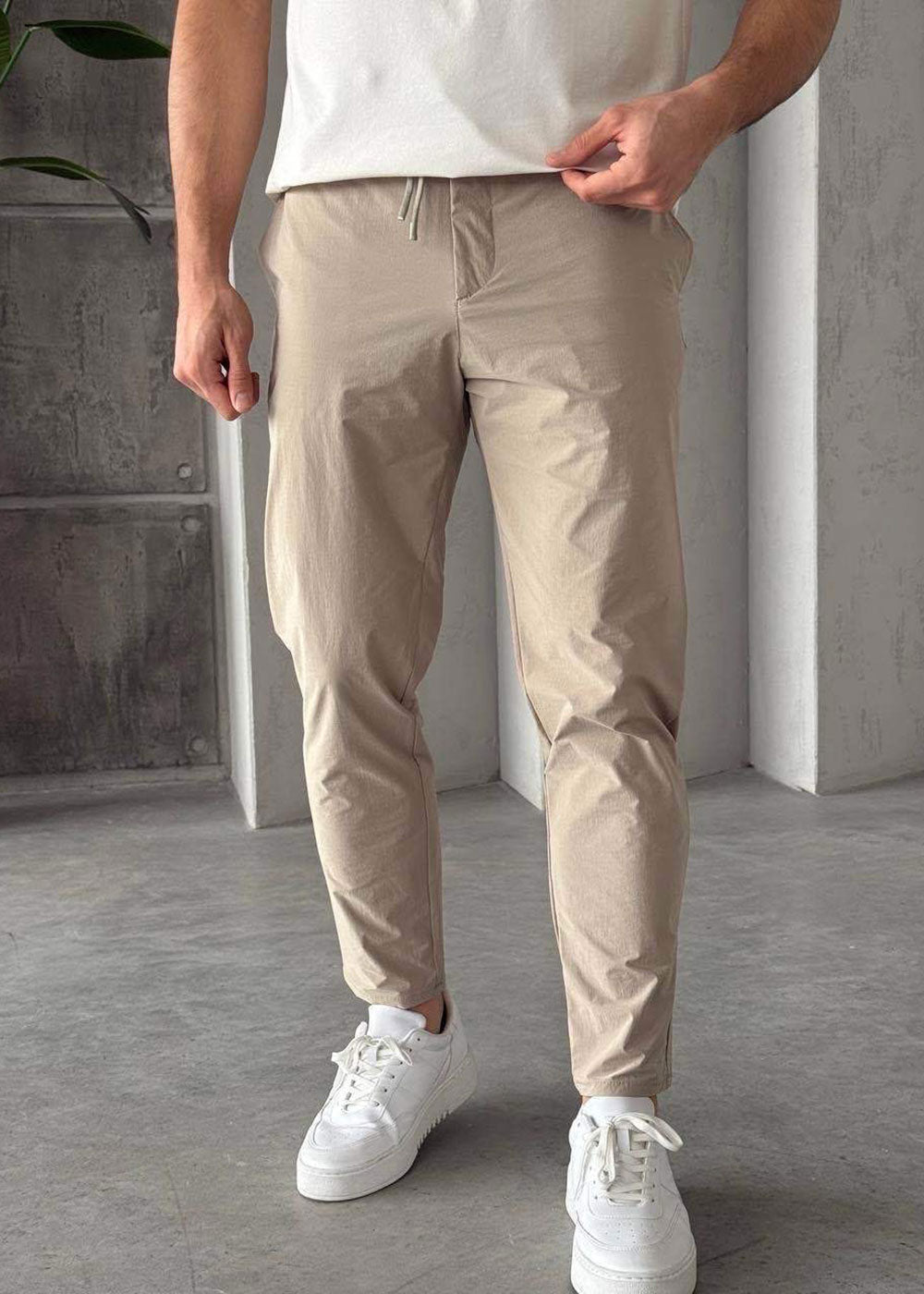 Παντελόνι Chino Drawstring Relaxed-Fit – Μπεζ – 4