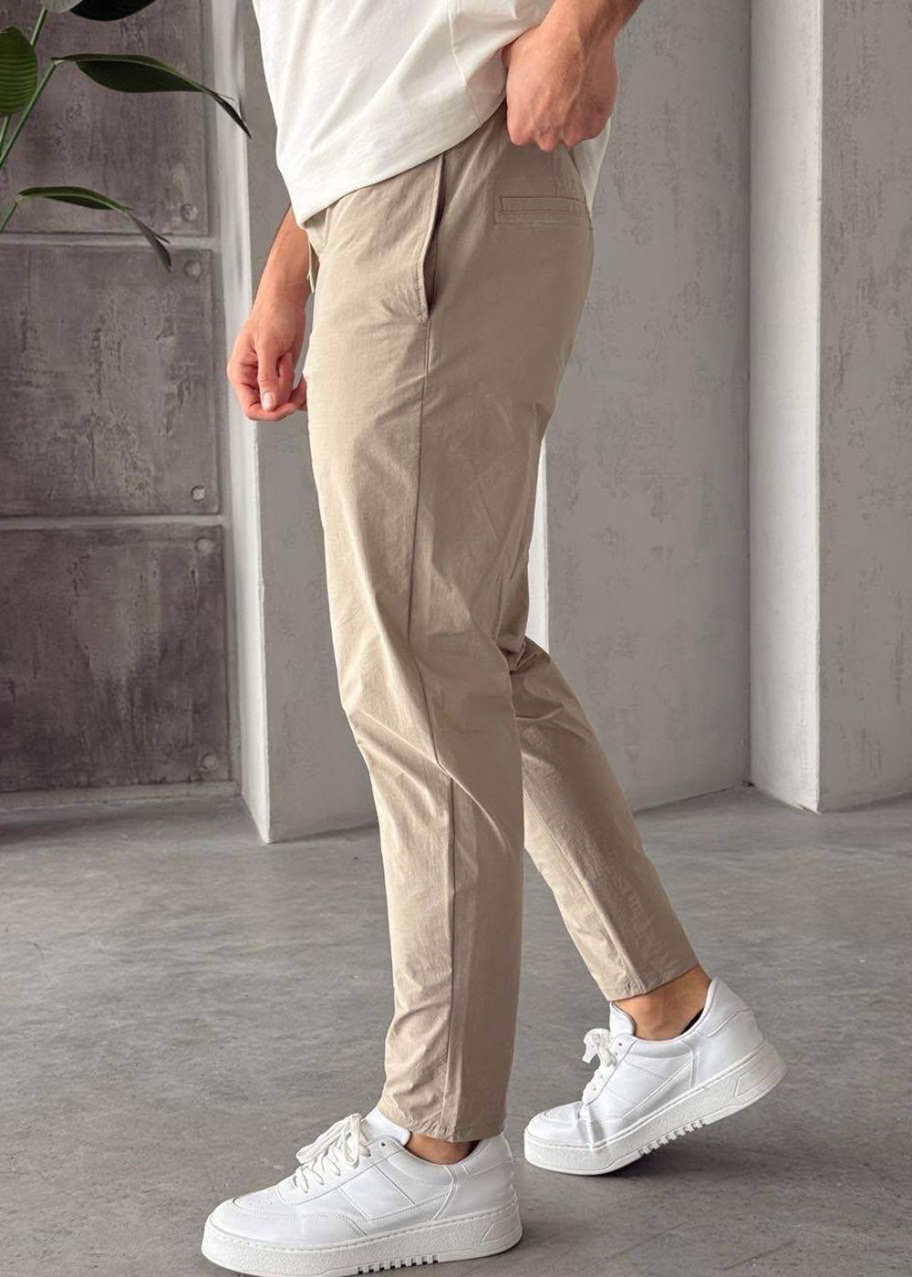Παντελόνι Chino Drawstring Relaxed-Fit – Μπεζ – 2