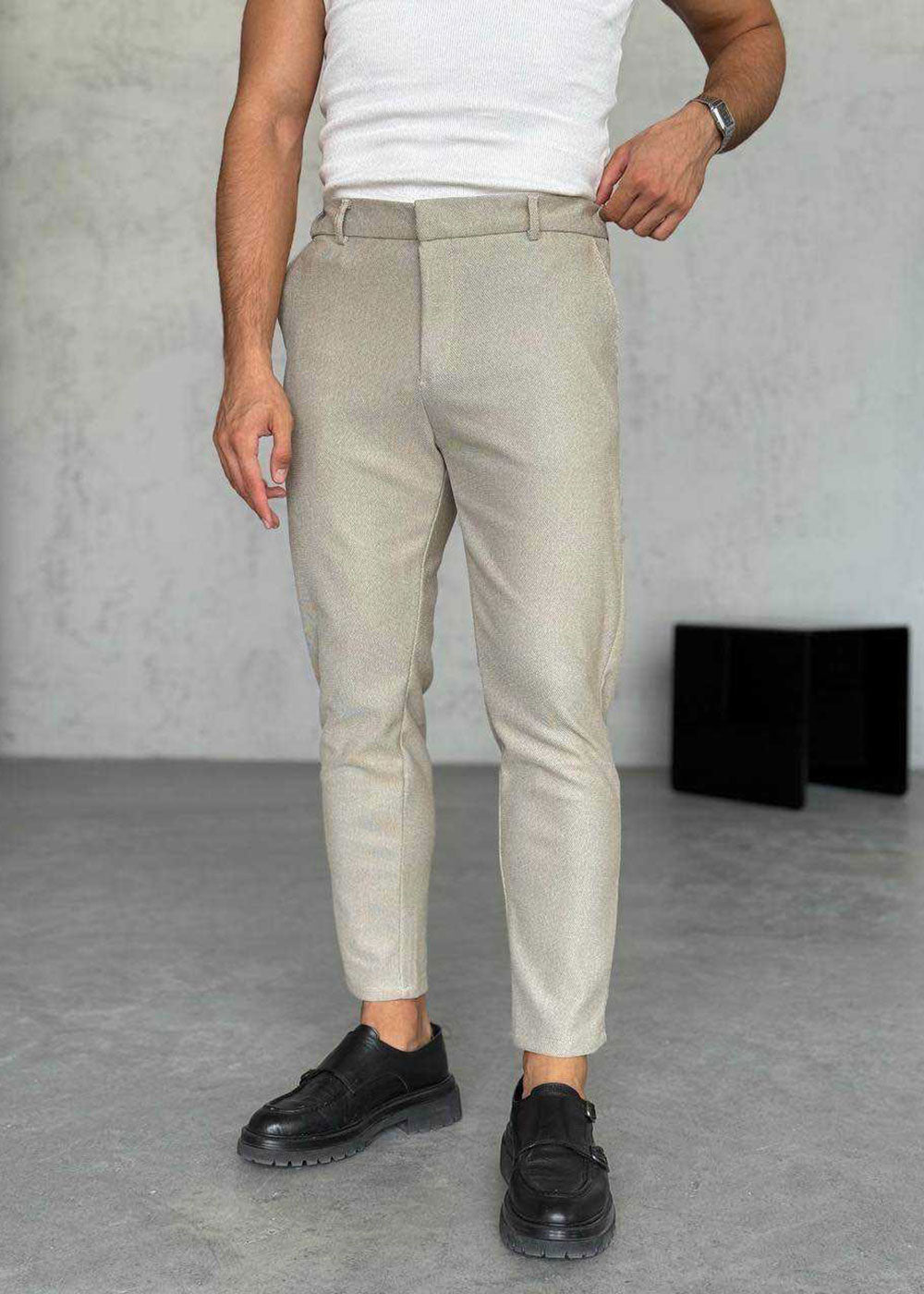 Παντελόνι Tailored Micro-Pointelle Studio – Μπεζ