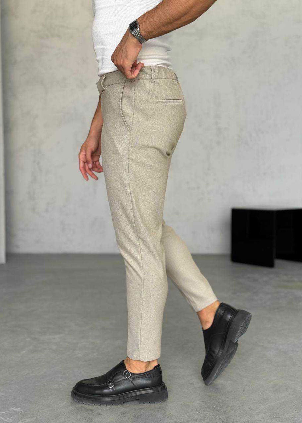 Παντελόνι Tailored Micro-Pointelle Studio – Μπεζ – 2