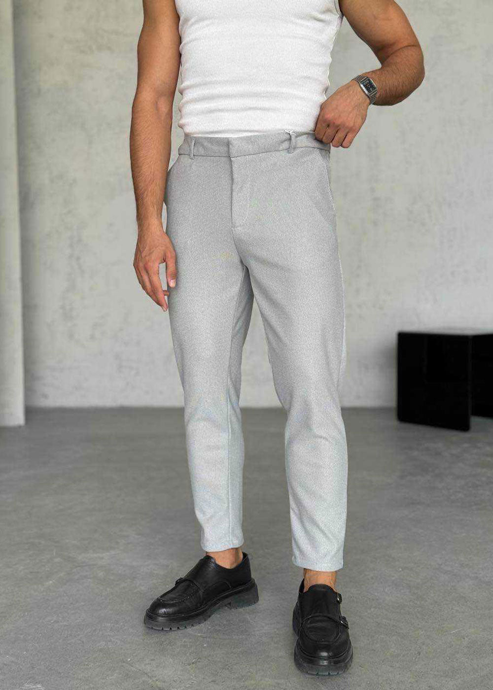Παντελόνι Tailored Micro-Pointelle Studio – Γκρι – 3