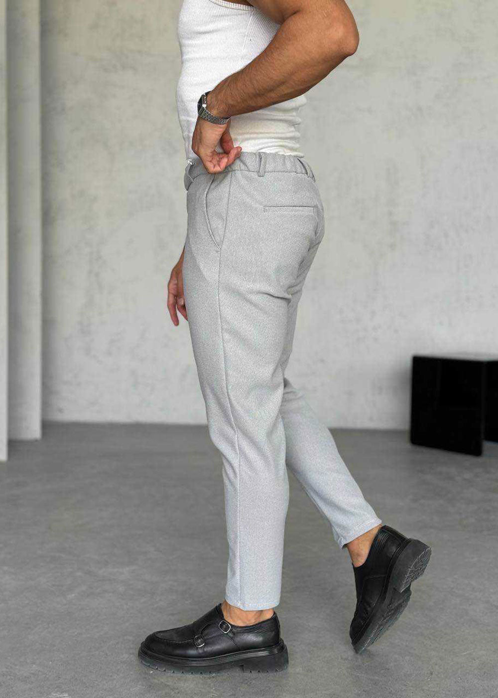 Παντελόνι Tailored Micro-Pointelle Studio – Γκρι – 2