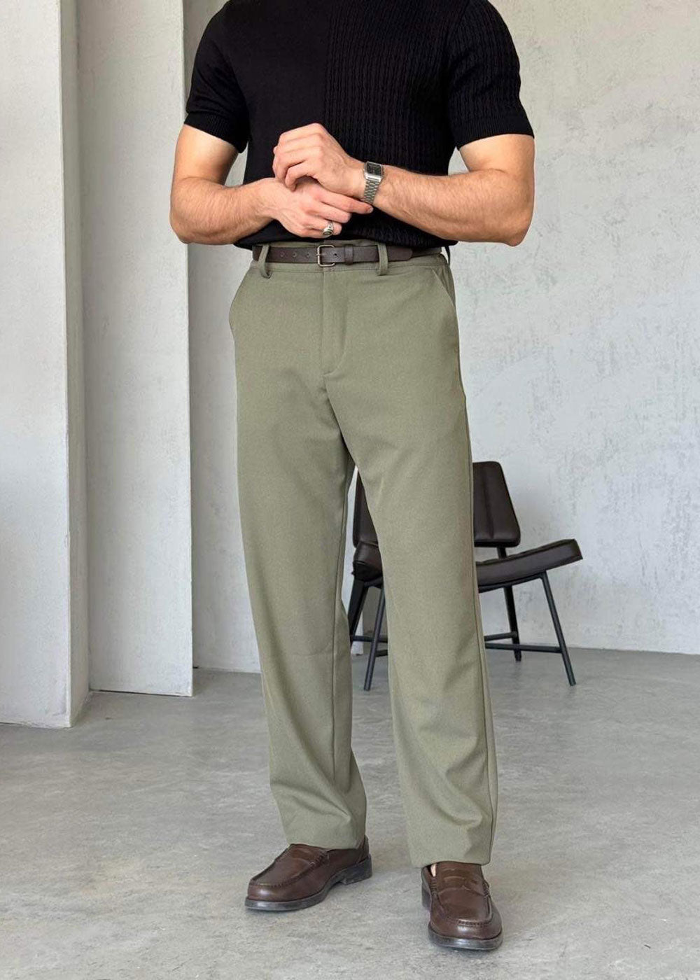 Baggy Παντελόνι Υφασμάτινο -Χακί – 4
