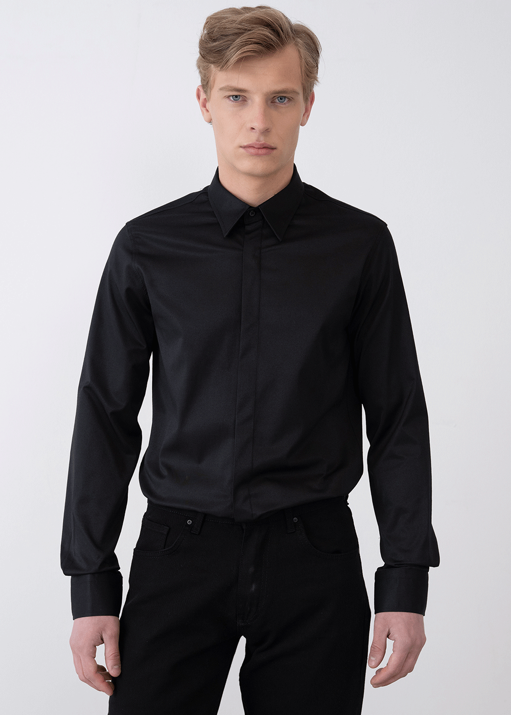Πουκάμισο Formal Slim Hidden-Placket – Μαύρο – 4