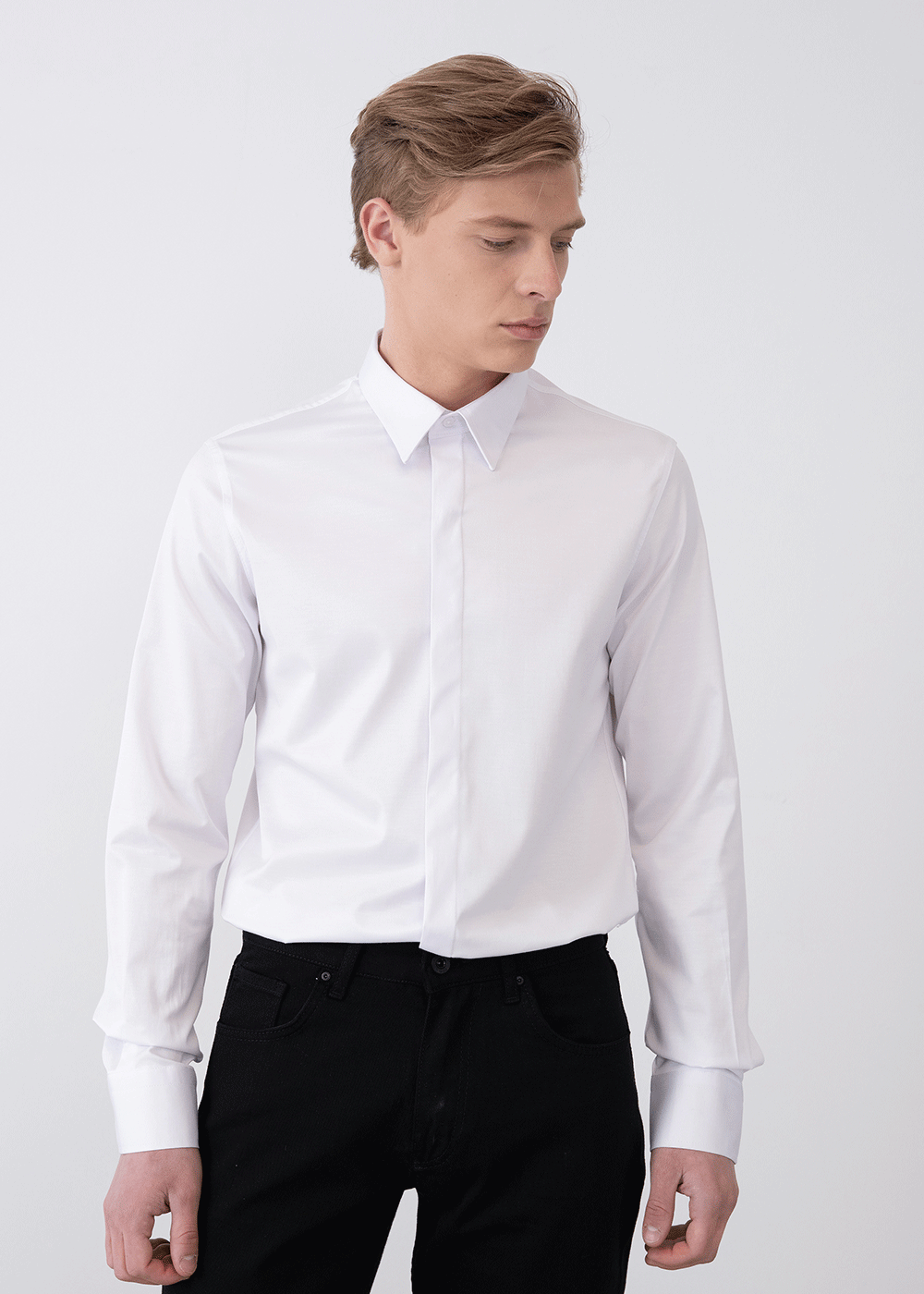 Πουκάμισο Formal Slim Hidden-Placket – Λευκό – 4