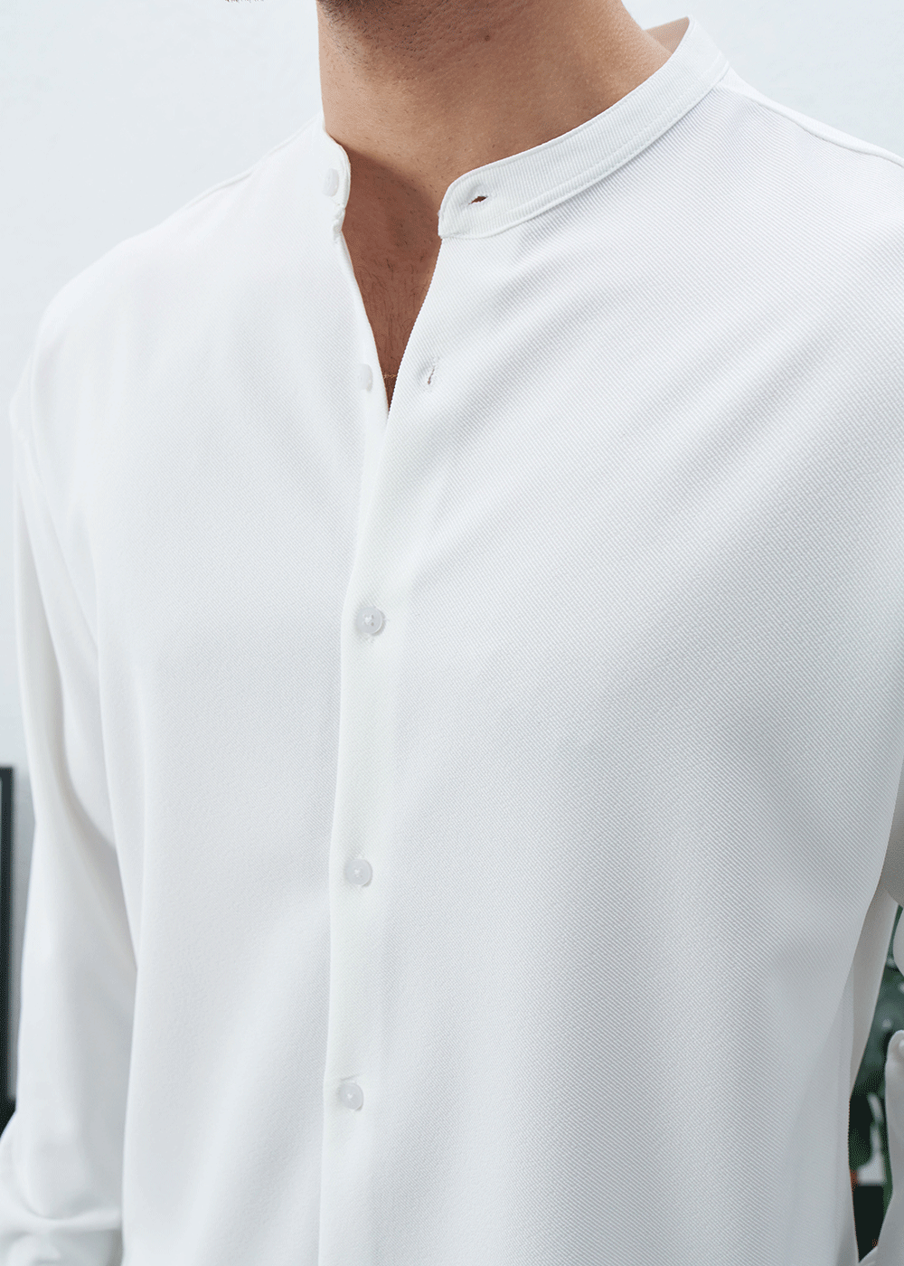 Πουκάμισο Mandarin Silk-Touch Relaxed – Λευκό – 2