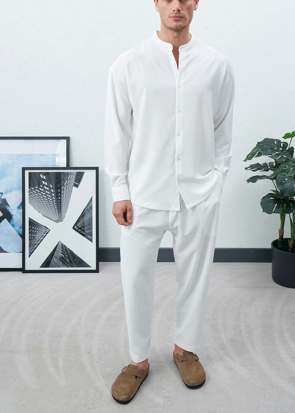 Πουκάμισο Mandarin Silk-Touch Relaxed – Λευκό – 4