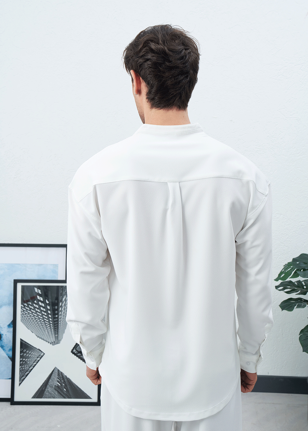 Πουκάμισο Mandarin Silk-Touch Relaxed – Λευκό – 3
