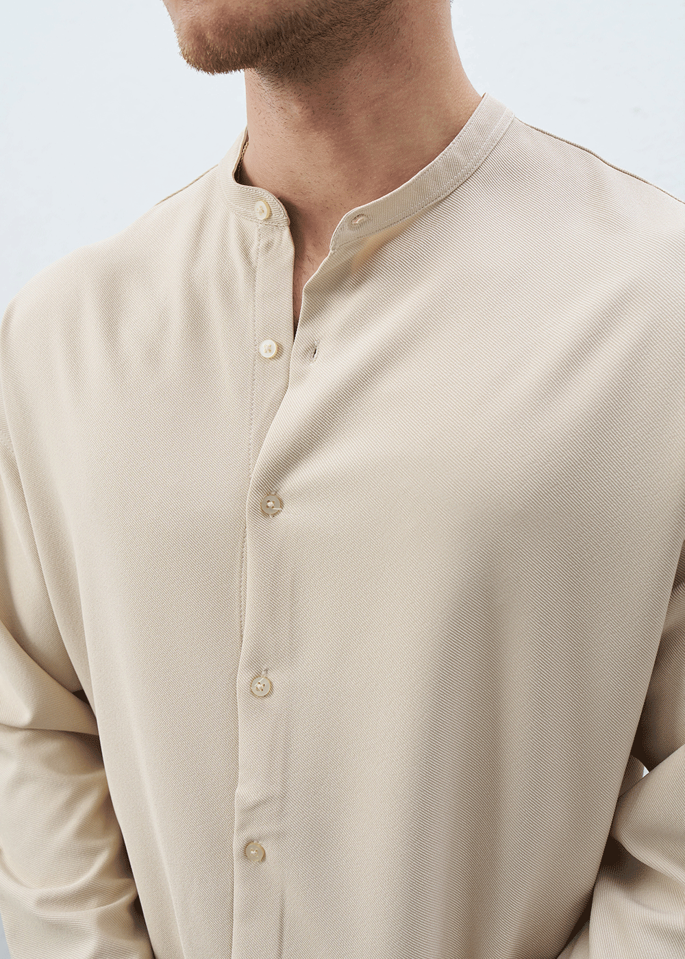 Πουκάμισο Mandarin Silk-Touch Relaxed – Μπεζ – 2