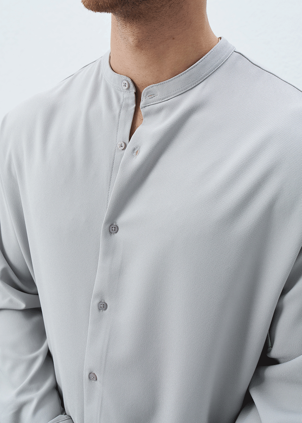 Πουκάμισο Mandarin Silk-Touch Relaxed – Γκρι – 2