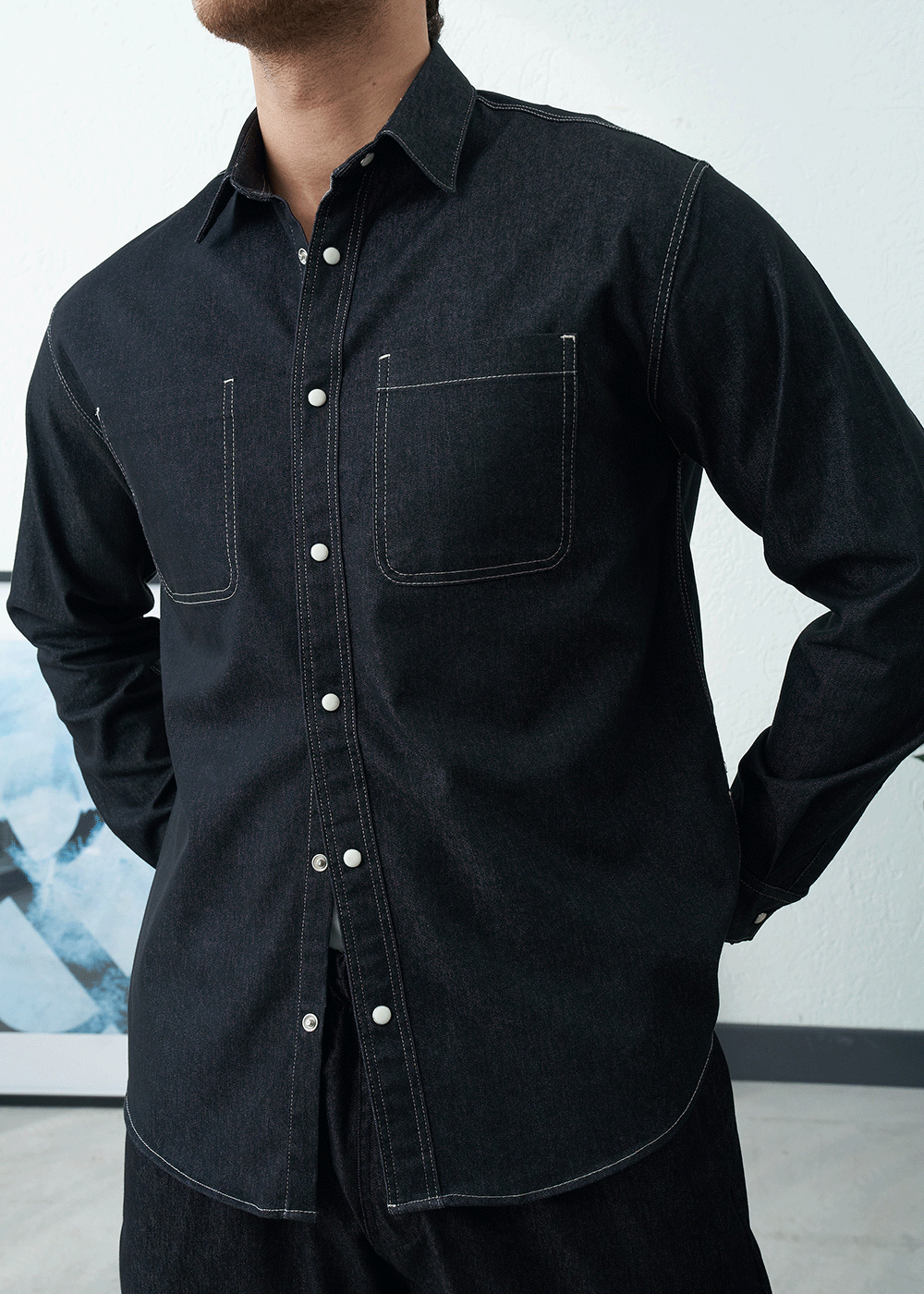 Πουκάμισο Heavy Cotton Studio Shirt   – Μαύρο